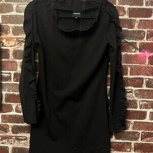 Amenpapa Black Ruffle Sleeve Mini Dress - Size Medium